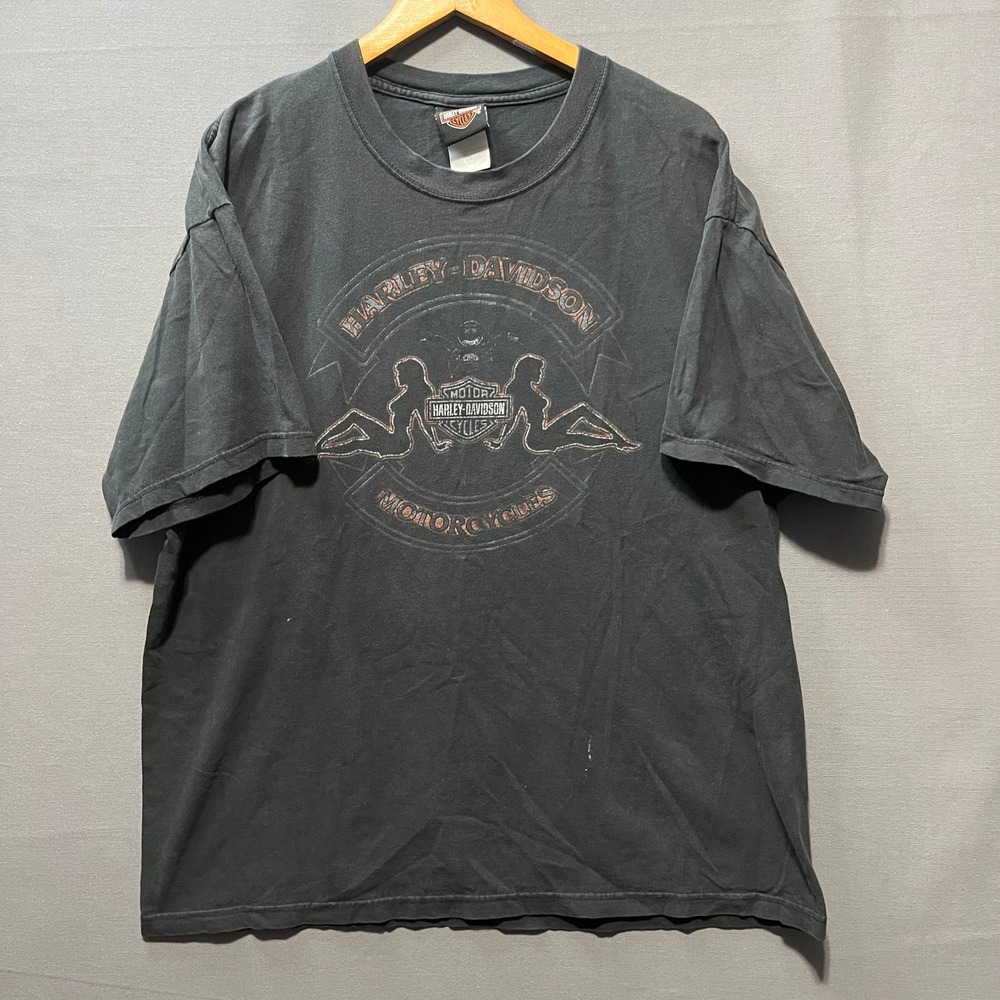 Harley-Davidson Las Vegas Nevada Pinup Graphic T-Shirt XL Black Faded Biker Tee